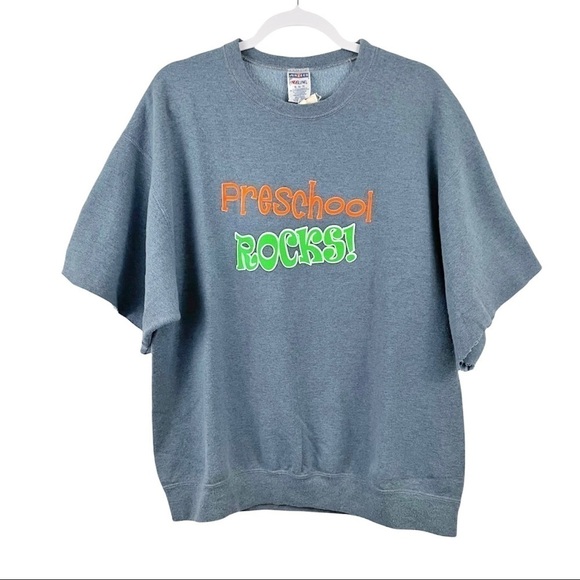 Urban Outfitters Urban Renewal Preschool Rocks Graphic Sweatshirt Repurposed NWT - Picture 1 of 11